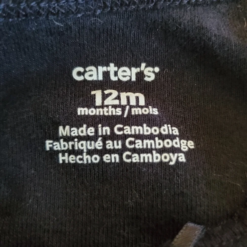K1143 * Carter's Girls Polka Dot Long Sleeve Bodysuit Black Gold Size 12M